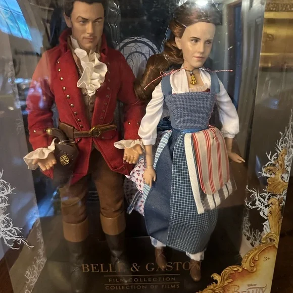 Disney Belle and Gaston Dolls in Blue and Red Outfits - Picture 4 of 4
